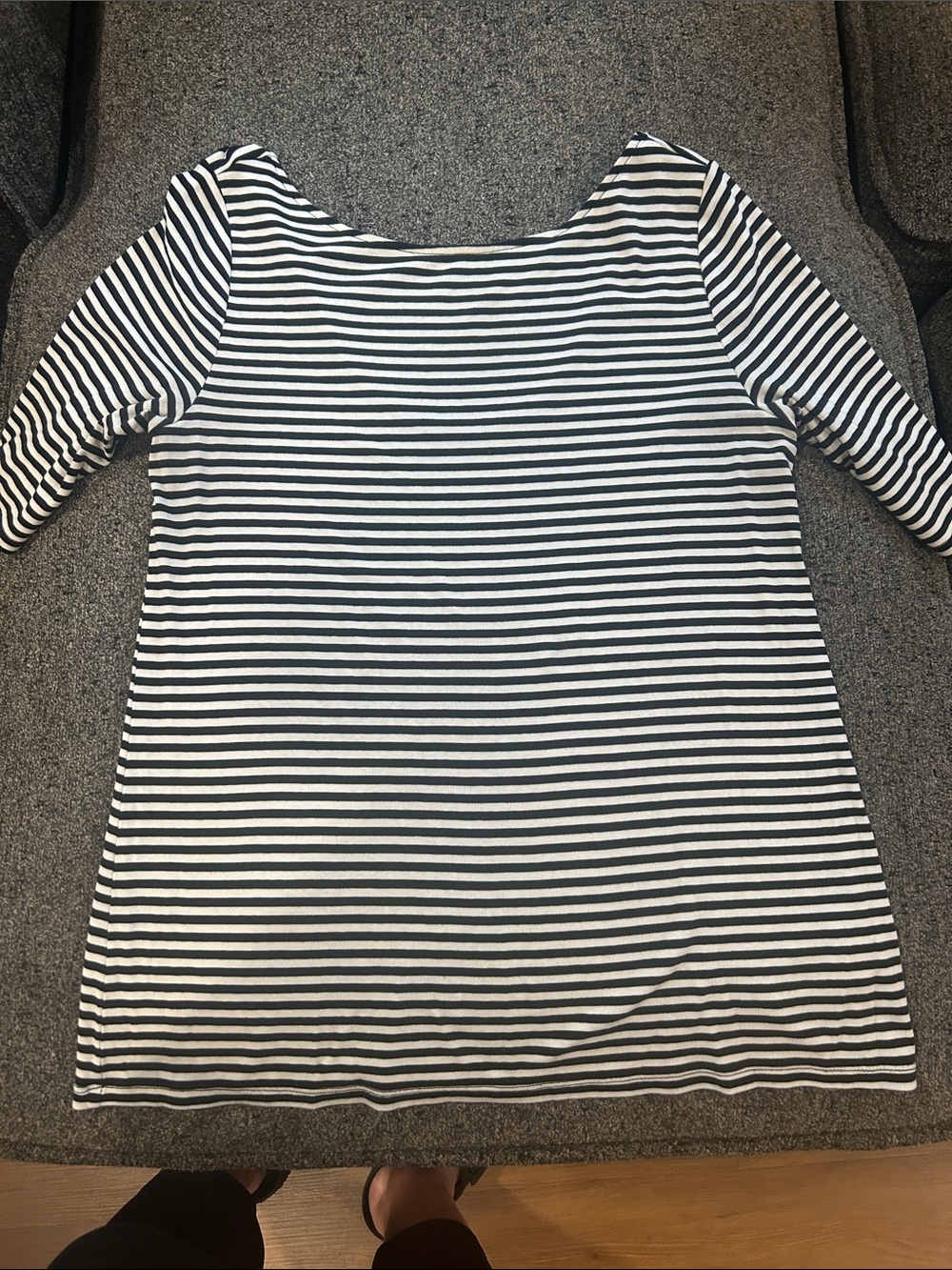 Striped Black and White Boatneck Women's Top
